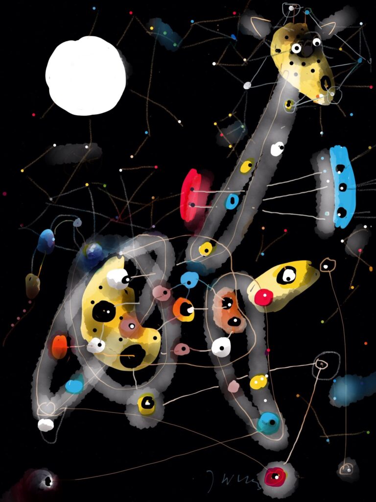 digital painting Jozef Wilkoń Constellation of Giraffes