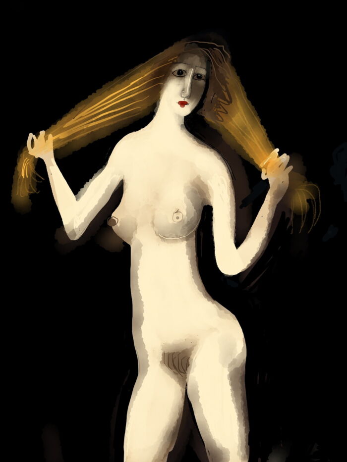digital painting Jozef Wilkoń Nude Eighteen