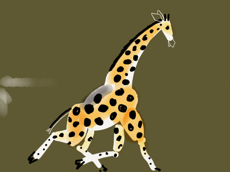 digital painting Jozef Wilkoń Giraffes
